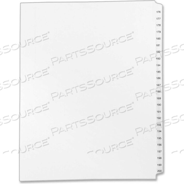 OEM#: 82190SIDE TAB COLLATED LEGAL INDEX DIVIDER, PRINTED 176 TO 200, 8.5X11, 25 TABS, WHITE/WHITE by Avery