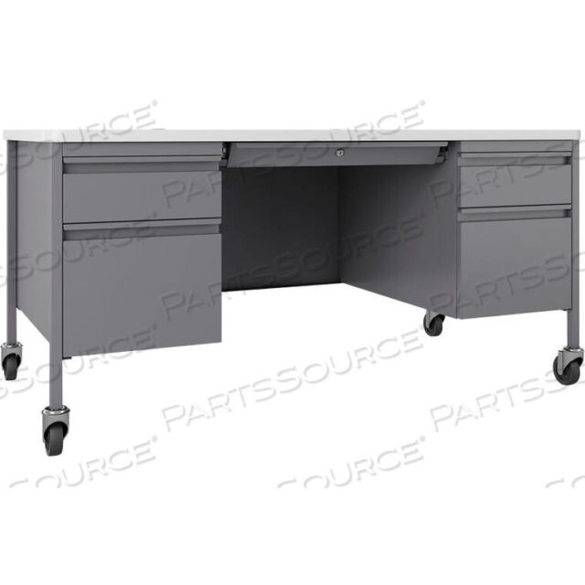 OEM#: LLR66946FORTRESS STEEL MOBILE TEACHERS DESK - 60 X 30 - WHITE/PLATINUM by Lorell