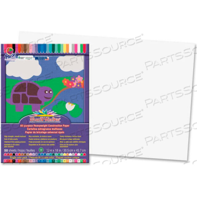 OEM#: 8707SUNWORKS GROUNDWOOD CONSTRUCTION PAPER, 18X12, BRIGHT WHITE, 50 SHEETS by Pacon