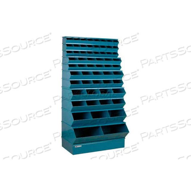 OEM#: 3-5059SSBBLSTEEL STACK BIN, 59 COMPARTMENT MULTI-SIZE SECTIONAL UNIT 37W X 24D X 76H, BLUE by Stackbin Corporation