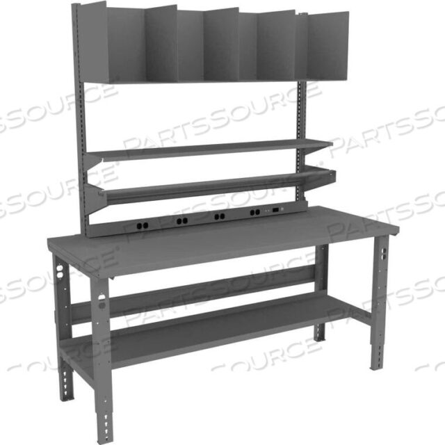 OEM#: APT-3072S-2-MGYPACKING TABLE WITH POWER RAIL, STEEL SQUARE EDGE TOP - 72 X 30 by Tennsco Corp.