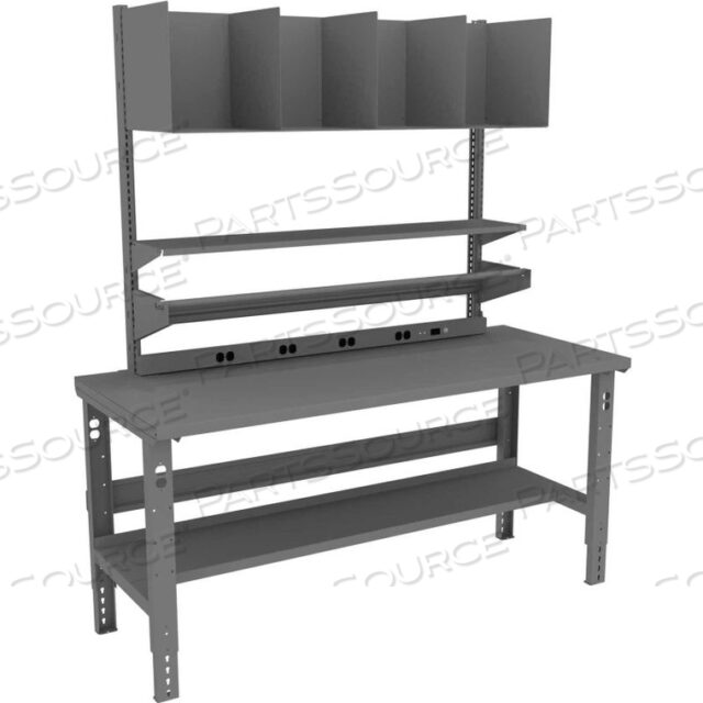 OEM#: APT-3672S-2-MGYPACKING TABLE WITH POWER RAIL, STEEL SQUARE EDGE TOP - 72 X 36 by Tennsco Corp.