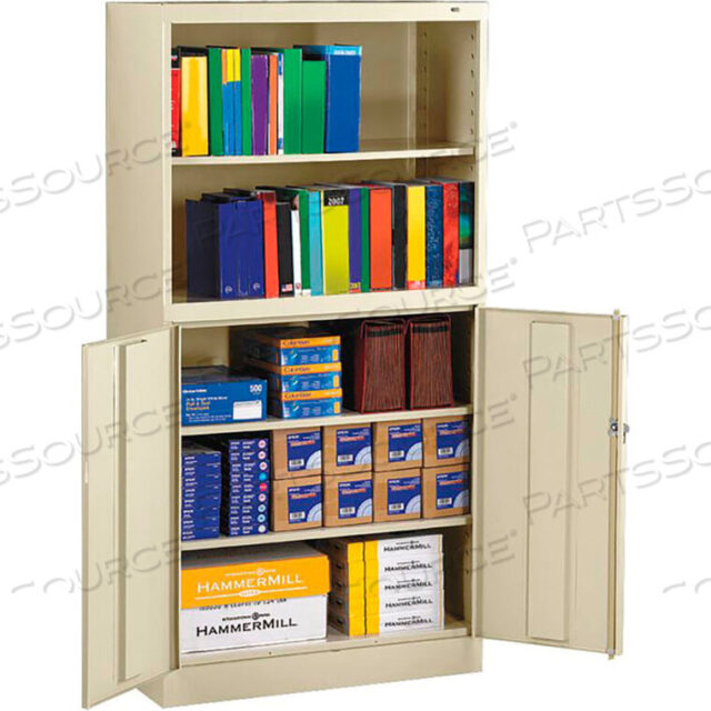 OEM#: BCD18-72-CPYALL-WELDED STORAGE CABINET WITH BOOKCASE, 36WX18DX72H, CHAMPAGNE PUTTY by Tennsco Corp.