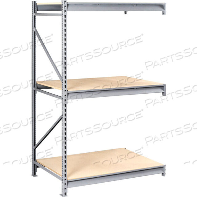 OEM#: BU-964884PA-LGYBULK STORAGE RACK - 96W X 48D X 84H - ADD-ON - 3 SHELF LEVELS - WOOD DECK - LIGHT GRAY by Tennsco Corp.