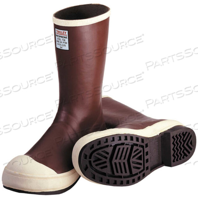 MB922B NEOPRENE STEEL TOE SNUGLEG BOOTS, BRICK RED/BROWN, SIZE 8
