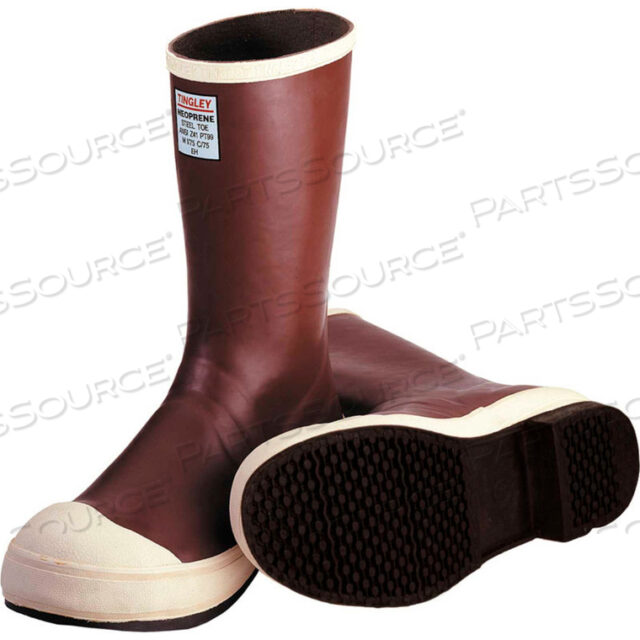 MB924B NEOPRENE STEEL TOE SNUGLEG BOOTS, BRICK RED/BROWN, SIZE 7