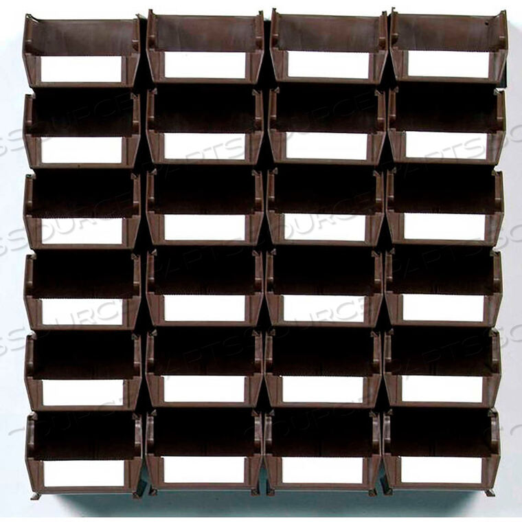 OEM#: 3-220BRWS26 PC WALL STORAGE UNIT BROWN INTERLOCK POLY BINS, WALL MOUNT RAILS W/HARDWARE, 2 PK by Triton Products
