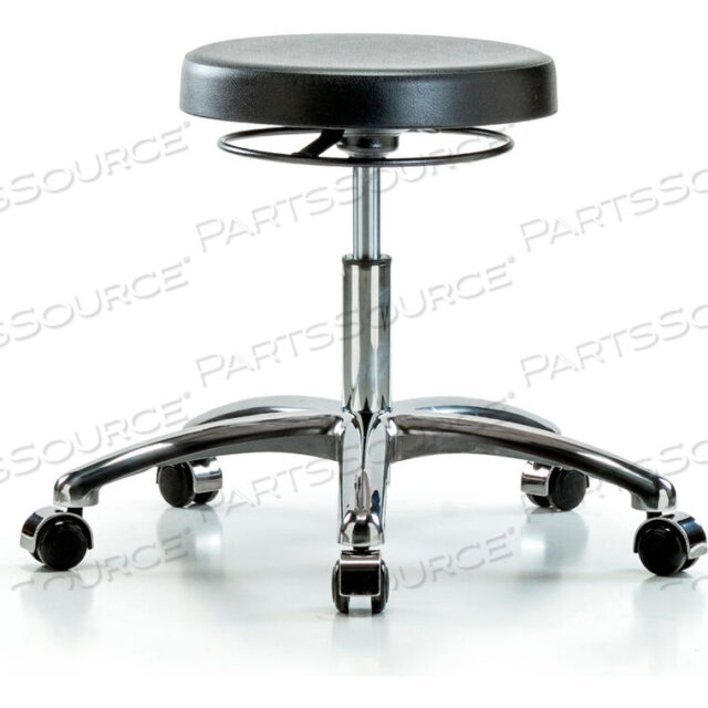 OEM#: CLR-PDHSO-CR-CC-BLKBLUE RIDGE ERGONOMICS CLEANROOM STOOL WITH CASTERS - DESK HEIGHT - BLACK by E Com Inc