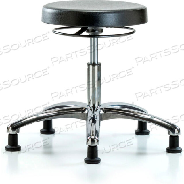 OEM#: CLR-PDHSO-CR-RG-BLKBLUE RIDGE ERGONOMICS CLEANROOM STOOL WITH GLIDES - DESK HEIGHT - BLACK by E Com Inc
