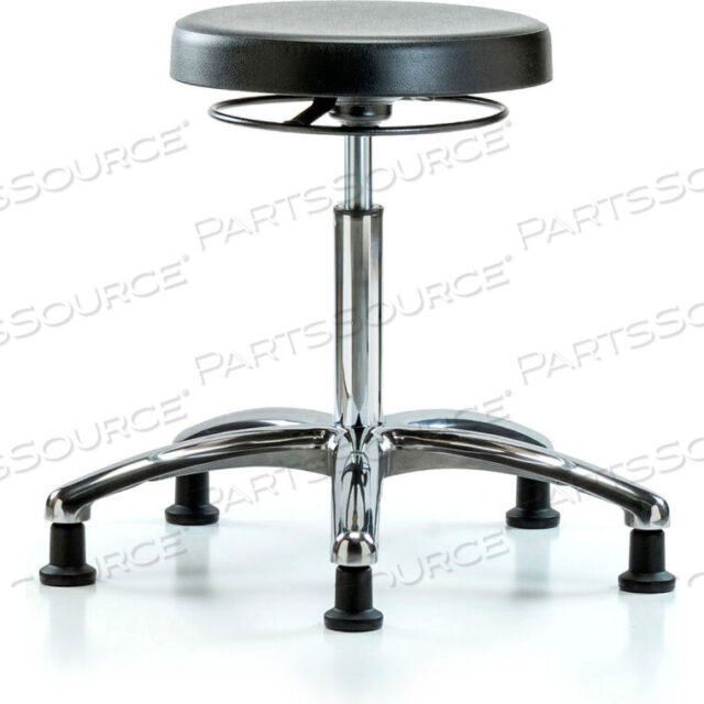 OEM#: CLR-PMBSO-CR-NF-RG-BLKBLUE RIDGE ERGONOMICS CLEANROOM STOOL WITH GLIDES - MEDIUM BENCH HEIGHT - BLACK by E Com Inc
