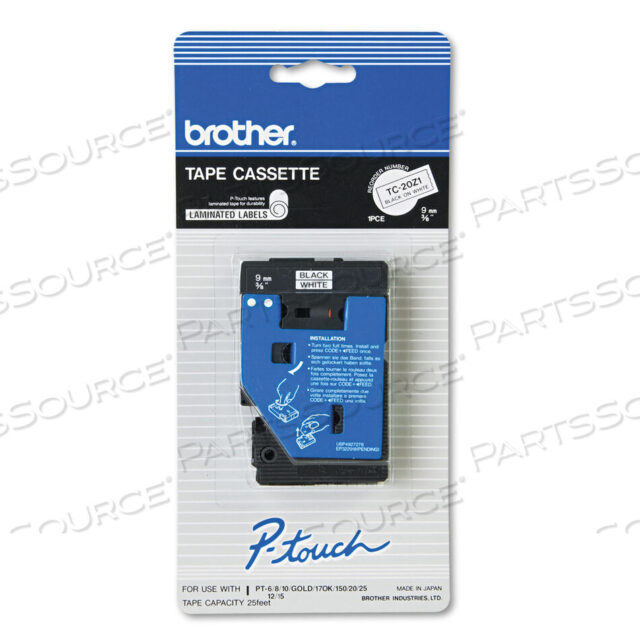 OEM#: TC20Z1TC TAPE CARTRIDGE FOR P-TOUCH LABELERS, 0.37 X 25.2 FT, BLACK ON WHITE by Brother