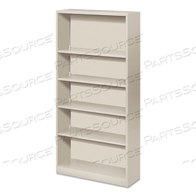 OEM#: HS72ABC.QMETAL BOOKCASE, FIVE-SHELF, 34.5W X 12.63D X 71H, LIGHT GRAY by HON