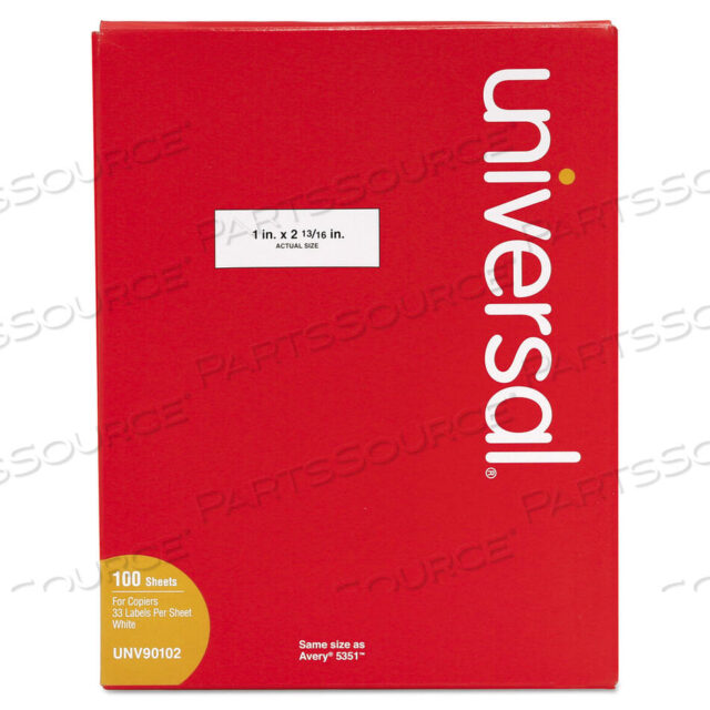 OEM#: UNV90102COPIER MAILING LABELS, COPIERS, 1 X 2.81, WHITE, 33/SHEET, 100 SHEETS/BOX by Universal
