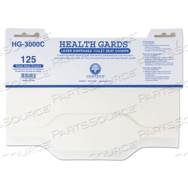 OEM#: HG-3000CHEALTH GARDS TOILET SEAT COVERS, 15 X 17, WHITE, 3,000/CARTON by Hospeco