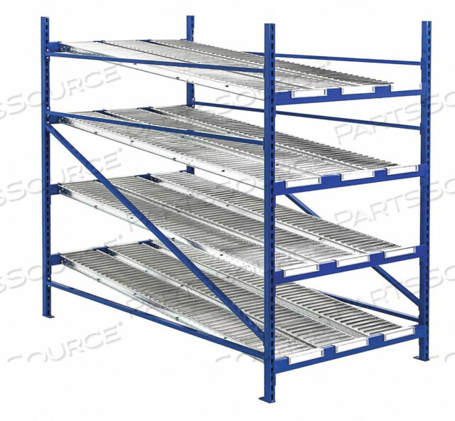 OEM#: RR99S2R8X8-AGRAVITY FLOW ROLLER RACK WITH SPAN TRACK ADD-ON 96W X 96D X 84H WITH 4 LEVELS by UNEX Manufacturing
