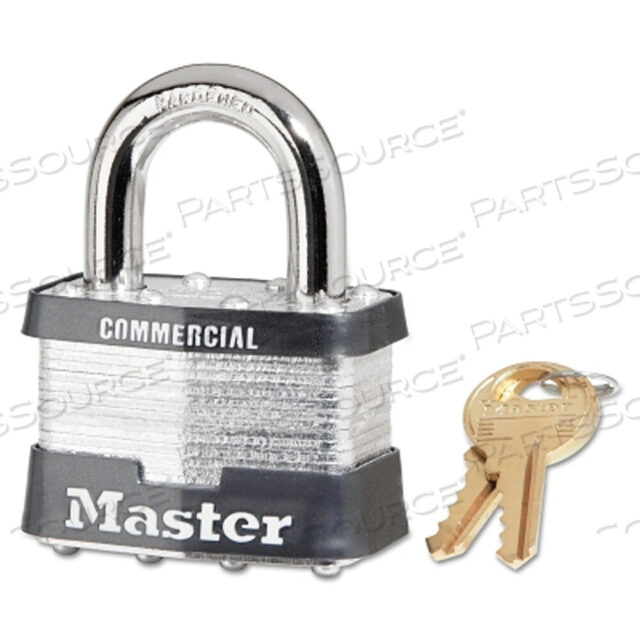 OEM#: 5KAA112NO. 5 LAMINATED STEEL PADLOCK, 3/8 IN DIA X 15/16 IN W X 1 IN H SHACKLE, SILVER/GRAY, KEYED ALIKE, KEYED A112 by Master Lock