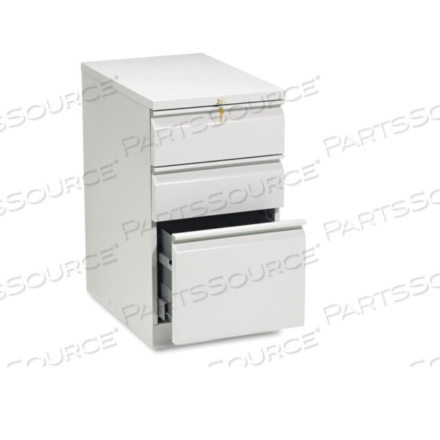 OEM#: H33723R.L.QBRIGADE MOBILE PEDESTAL WITH PENCIL TRAY INSERT, LEFT/RIGHT, 3-DRAWERS: BOX/BOX/FILE, LETTER, LIGHT GRAY, 15 X 22.88 X 28 by HON
