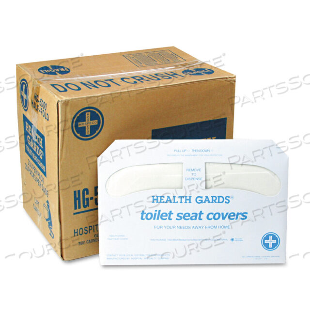OEM#: HG-5000HEALTH GARDS TOILET SEAT COVERS, 14.25 X 16.5, WHITE, 250 COVERS/PACK, 20 PACKS/CARTON by Hospeco