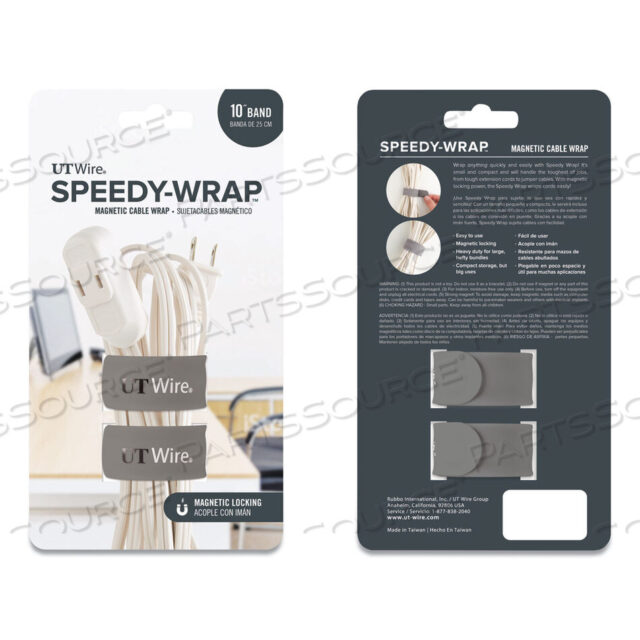 OEM#: UTW-SWM2-GYSPEEDY-WRAP MAGNETIC CABLE WRAP, 0.82 X 10, GRAY, 2/PACK by UT Wire