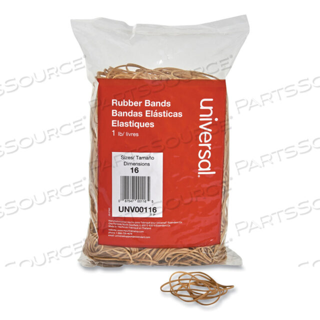 OEM#: UNV00116RUBBER BANDS, SIZE 16, 0.04 GAUGE, BEIGE, 1 LB BOX, 1,900/PACK by Universal