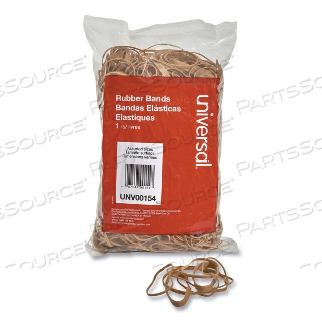 OEM#: UNV00154RUBBER BANDS, SIZE 54 (ASSORTED), ASSORTED GAUGES, BEIGE, 1 LB BOX by Universal