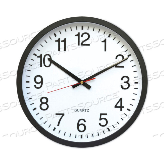 OEM#: UNV10431CLASSIC ROUND WALL CLOCK, 12.63 OVERALL DIAMETER, BLACK CASE, 1 AA (SOLD SEPARATELY) by Universal