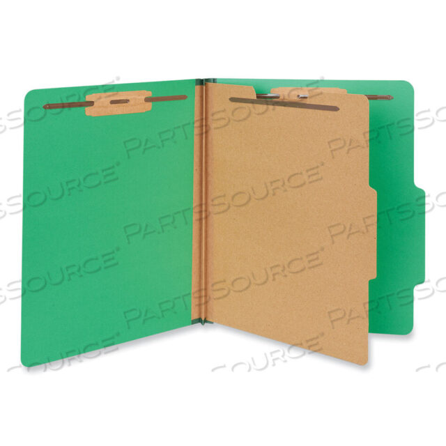 OEM#: UNV10202BRIGHT COLORED PRESSBOARD CLASSIFICATION FOLDERS, 2 EXPANSION, 1 DIVIDER, 4 FASTENERS, LETTER SIZE, EMERALD GREEN, 10/BOX by Universal