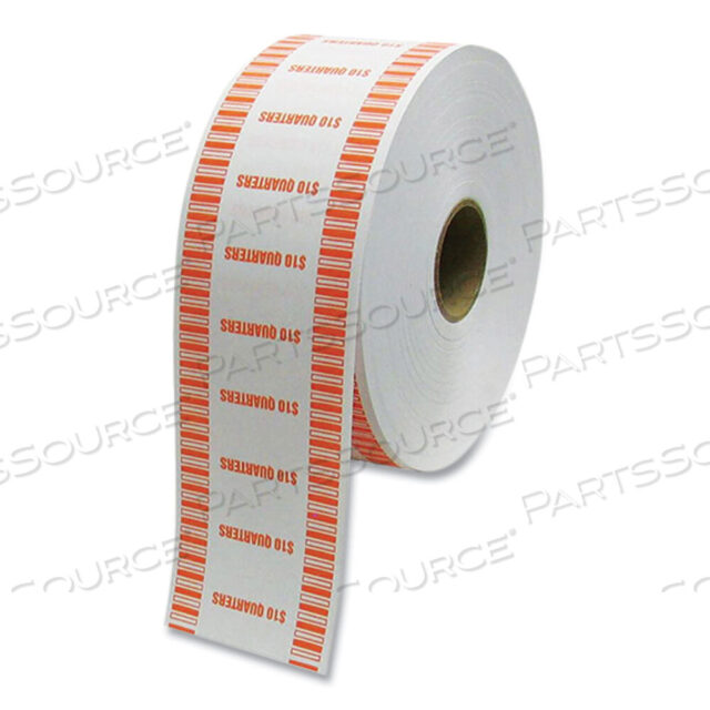 OEM#: 575037AUTOMATIC COIN WRAPPER ROLL FOR COIN WRAPPING MACHINES, QUARTERS, $10.00, KRAFT/ORANGE, 2,000/ROLL, 8 ROLLS/CARTON by CONTROLTEK