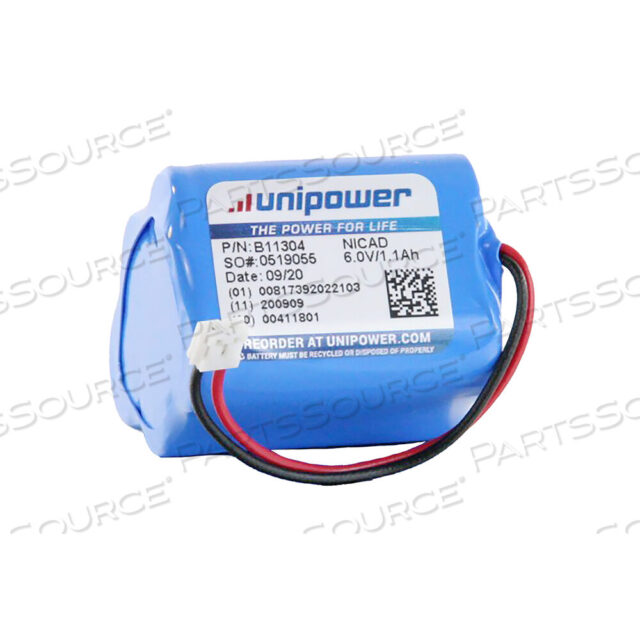 Replaces Unipower Corporation B11304BATTERY RECHARGEABLE, NICKEL CADMIUM, 6V, 1.1 AH