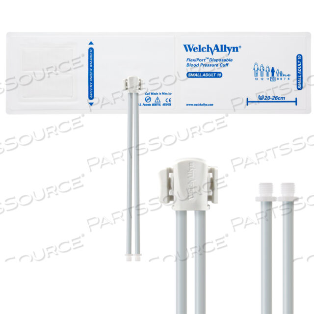 OEM#: VINYL-10-2SCFULLY CONFIGURED FLEXIPORT BLOOD PRESSURE CUFFS, SMALL ADULT (10) 20-26 CM, DUAL TUBE, SCREW, DISPOSABLE VINYL (20 CUFFS/CASE) by Welch Allyn Inc.