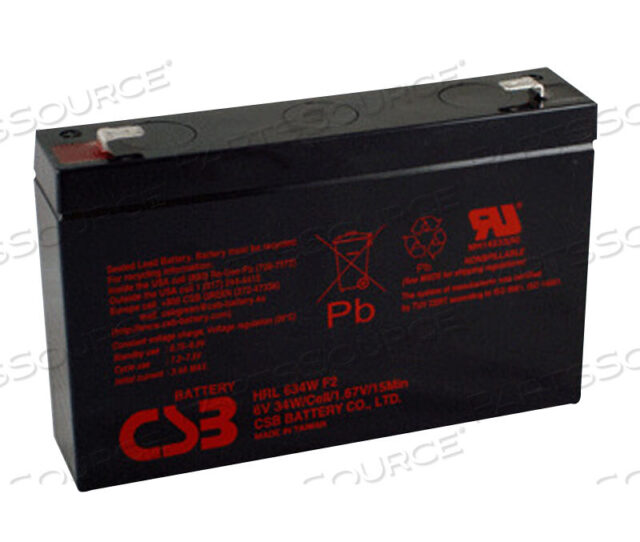 Replaces R&D Batteries, Inc. HRL634WF2BATTERY, 9 AH, SEALED LEAD ACID, 6 V