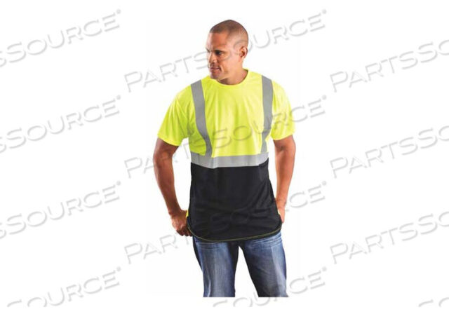 OEM#: LUX-SSETPBK-YLCLASS 2 CLASSIC BLACK BOTTOM T-SHIRT WITH POCKET YELLOW, L by Occunomix