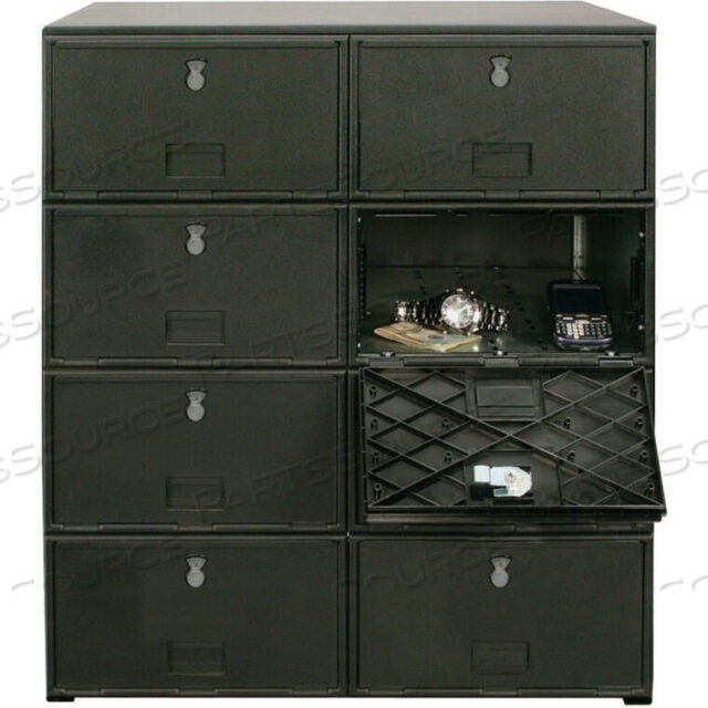 OEM#: UVLOC08C-BIK-COMBO8 DOOR CELL PHONE LOCKER WITH COMBO LOCKS, 22WX16DX26H, BLACK, ASSEMBLED by United Visual Products