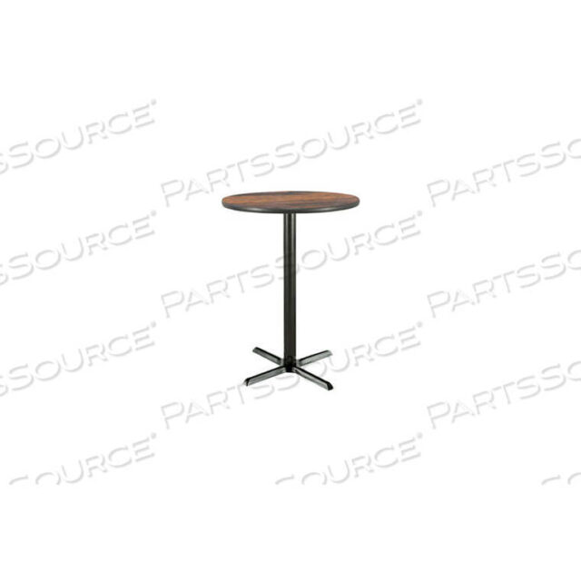 OEM#: T36RD-B2025-38-WL36 X 42H ROUND BAR HEIGHT PEDESTAL TABLE - WALNUT, BLACK BASE by KFI