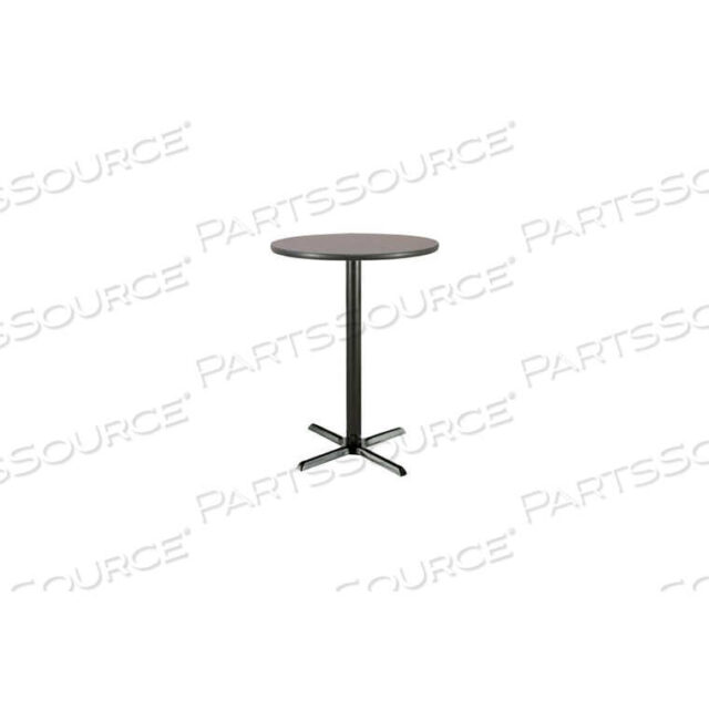 OEM#: T36RD-B2025-38-GPN36 X 42H ROUND BAR HEIGHT PEDESTAL TABLE - GRAPHITE NEBULA, BLACK BASE by KFI