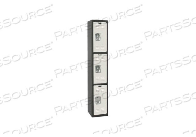 OEM#: U1282-3MPTRIPLE TIER 3 DOOR BLACK TIE STEEL LOCKER, 12WX18DX24H, BLACK/LIGHT GRAY, UNASSEMBLED by Hallowell