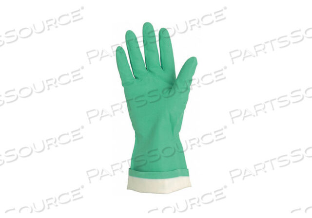 OEM#: 5321EGREEN FLOCK LINED NITRILE, 15 MIL, STRAIGHT CUFF, SIZE 11.5, ECONOMY by MCR Safety