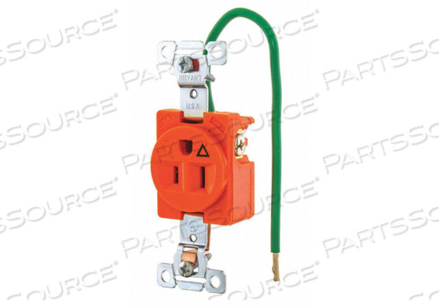 OEM#: 5261IGRECEPTACLE ORNG 15A NYLON 0.5 HP 3 WIRES by Hubbell Power Systems
