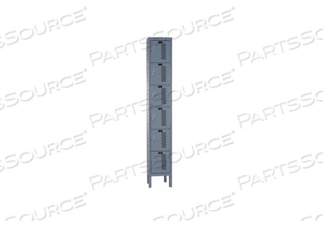 OEM#: U1258-6HDV-HGSIX TIER 6 DOOR HEAVY-DUTY VENTILATED LOCKER, 12WX15DX12H, DARK GRAY, UNASSEMBLED by Hallowell