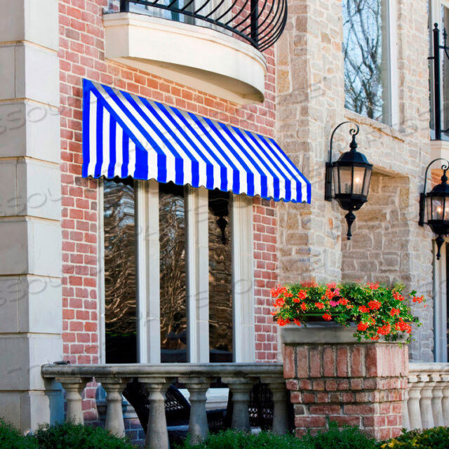 WINDOW/ENTRY AWNING 10-3/8W X 3-11/16H X 2D BRIGHT BLUE/WHITE