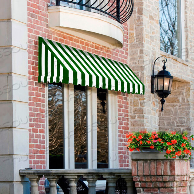 WINDOW/ENTRY AWNING 10-3/8W X 3-11/16H X 2D FOREST GREEN/WHITE