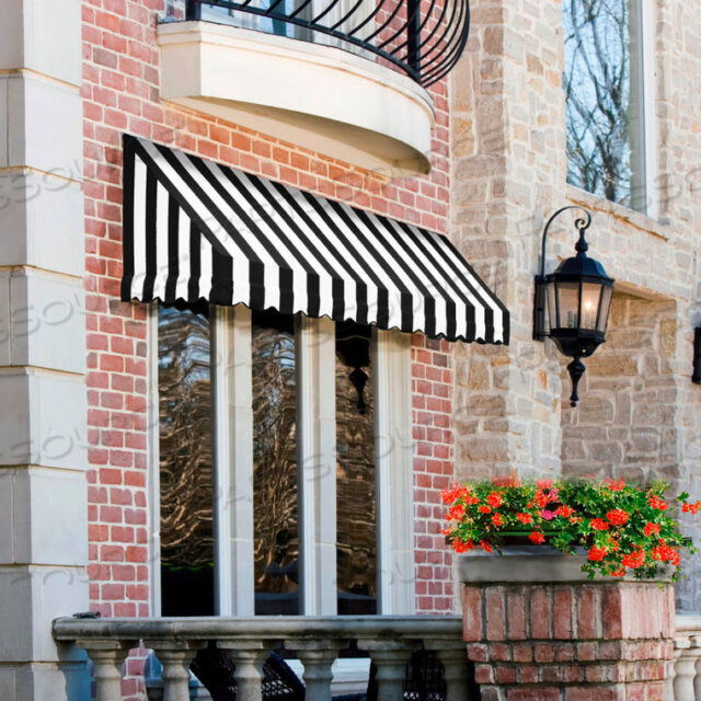 WINDOW/ENTRY AWNING 10-3/8W X 3-11/16H X 2D BLACK/WHITE