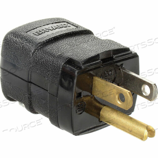 OEM#: 5966VBKBRYANT VALISE STRAIGHT BLADE PLUG, 15A, 125V, BLACK by Hubbell Power Systems