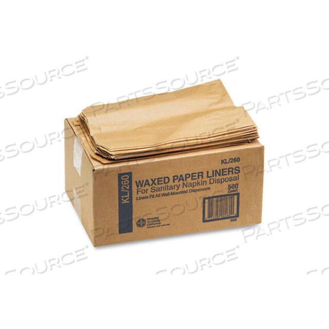 OEM#: HOS260KRAFT WAXED PAPER SANITARY NAPKIN RECEPTACLE LINERS, 500 LINERS PER CARTON by Hospeco
