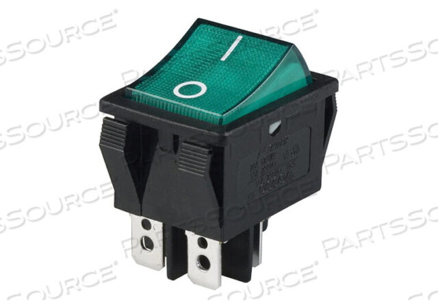 Replaces Olympus America Inc. DY117400ROCKER POWER SWITCH, GREEN, 0.25 IN QUICK CONNECT, DPST, 125 VAC, 20 A