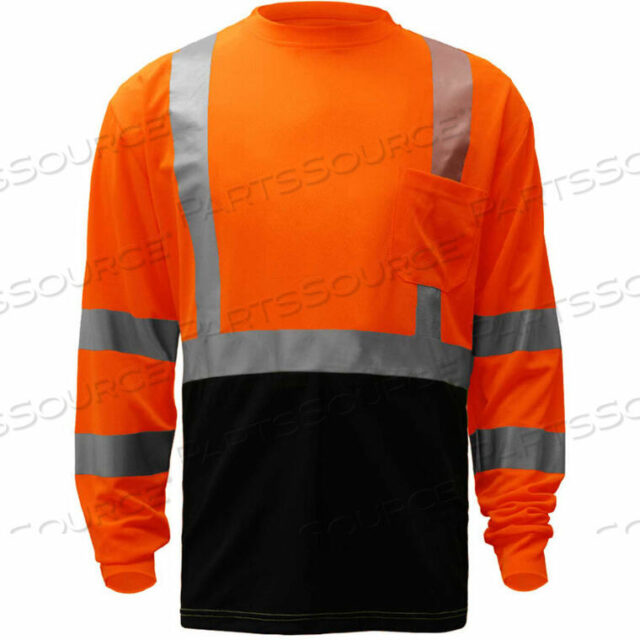 OEM#: 5114-XL5114, CLASS 3, MICROFIBER BIRDSEYE LONG SLEEVE T-SHIRT W/ BLACK BOTTOM, ORANGE, XL by GSS Safety LLC
