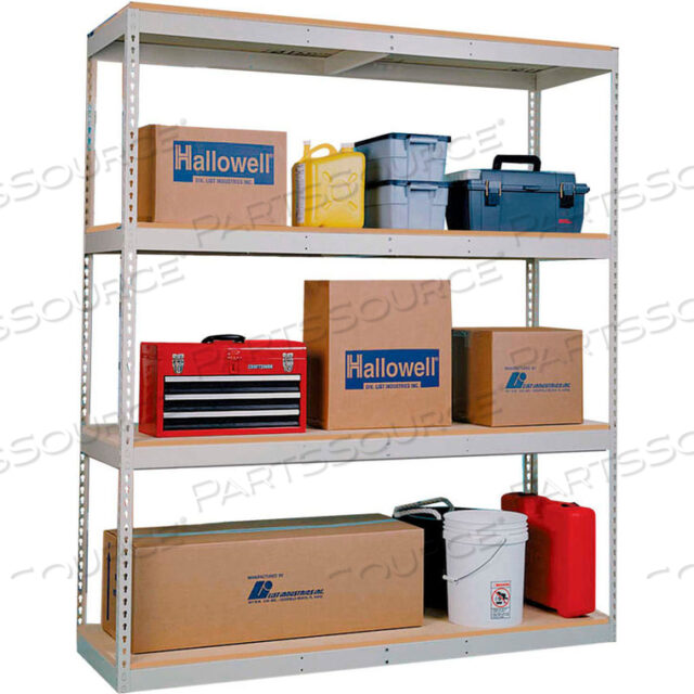OEM#: DRCC604884-4SRIVETWELL DBL RIVET BOLTLESS SHELVING 60WX48DX84H 4 LEVELS STARTER NO DECKING 2000 LBS SHELF CAP TAN by Hallowell