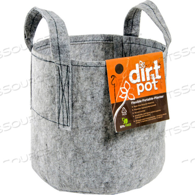 OEM#: HGDB5HYDROPONIC DIRT POT FLEXIBLE PORTABLE PLANTER WITH HANDLES, 5 GALLONS, GREY by Hydrofarm, Inc