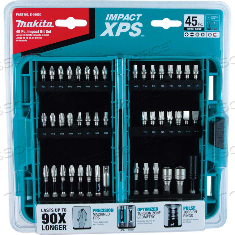 OEM#: E-01650IMPACT XPS IMPACT BIT SET, 45 PC., DETENT BALL/MAGNETIC HEX LOCKS, MATTE NICKEL by Makita