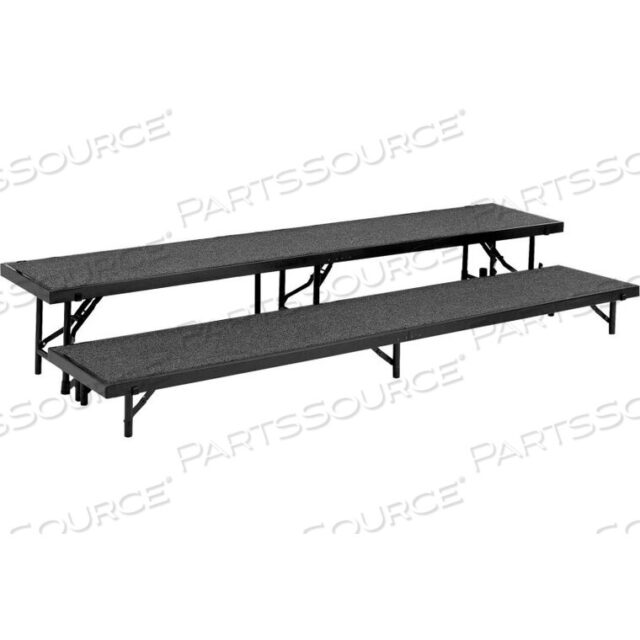OEM#: RS2LC-102 LEVEL STRAIGHT RISER WITH CARPET - 96L X 18W - 8H & 16H - BLACK by National Public Seating